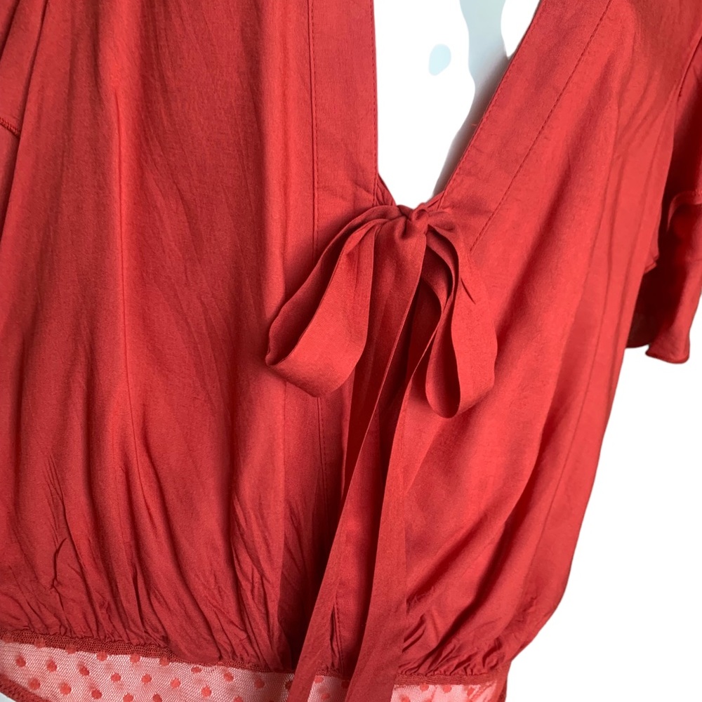 Free People Intimately Call Me Later Ruffle Sleeves Bodysuit Size Medium - Picture 8 of 13
